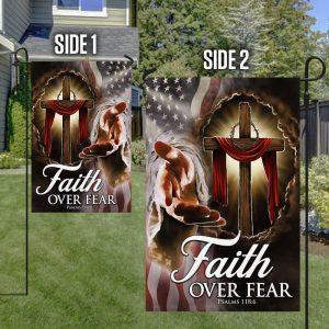 Christian Cross American Flag Faith Over Fear 1 4