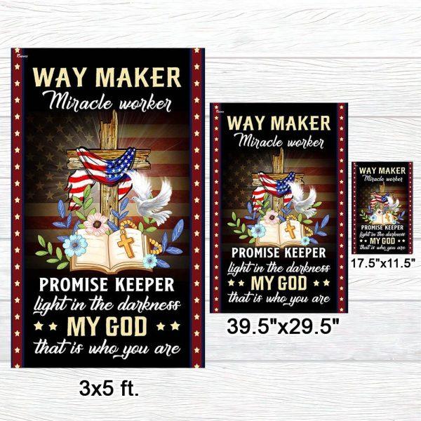 Christian Cross American Flag Way Maker Miracle Worker My God That Is Who You Are Flag – Christian Flag Outdoor Decoration