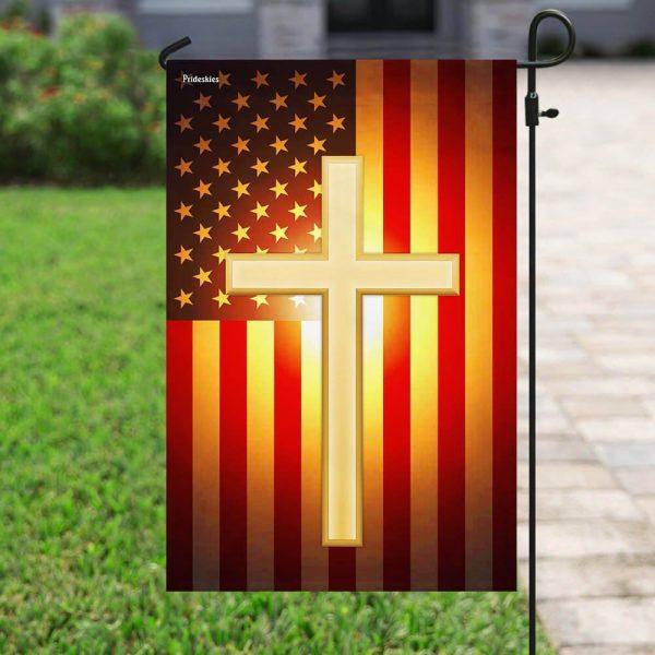 Christian Cross American US Flag – Christian Flag Outdoor Decoration