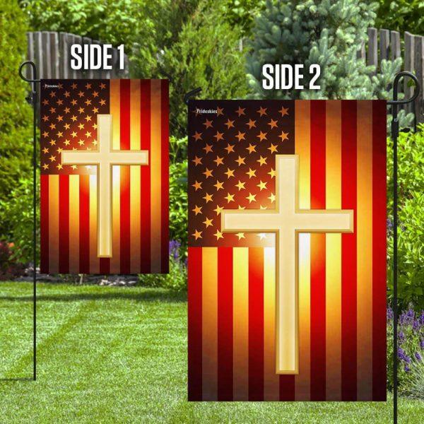 Christian Cross American US Flag – Christian Flag Outdoor Decoration
