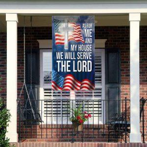Christian Cross As For Me And My House We Will Serve The Lord Flag 3