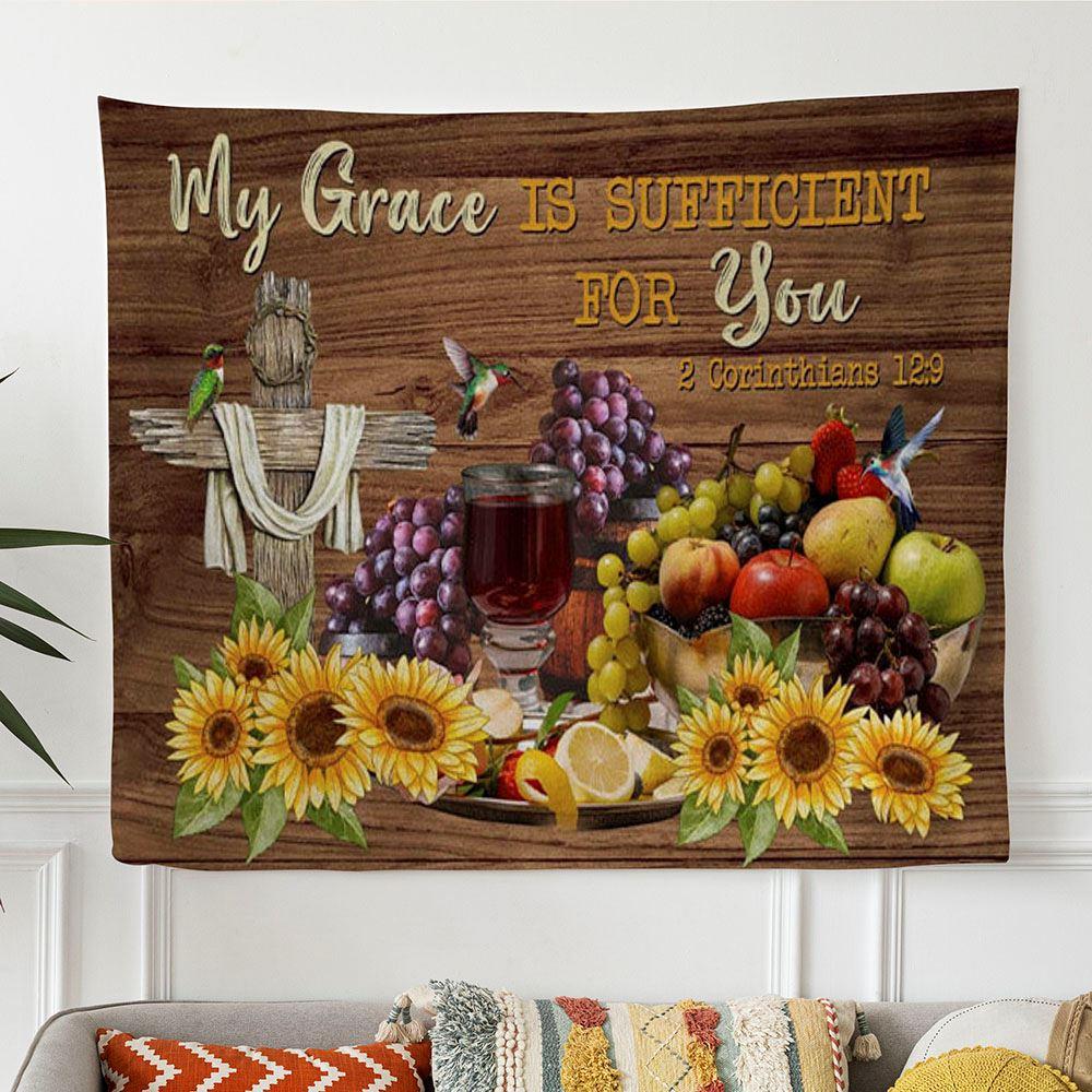 Christian Wall Art 2 Corinthians 129 My Grace Is Sufficient For You Tapestry Wall Art – Tapestries Gift For Christian
