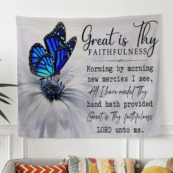 Christian Wall Art Great Is Thy Faithfulness Tapestry Wall Art – Tapestries Gifts For Jesus Lovers