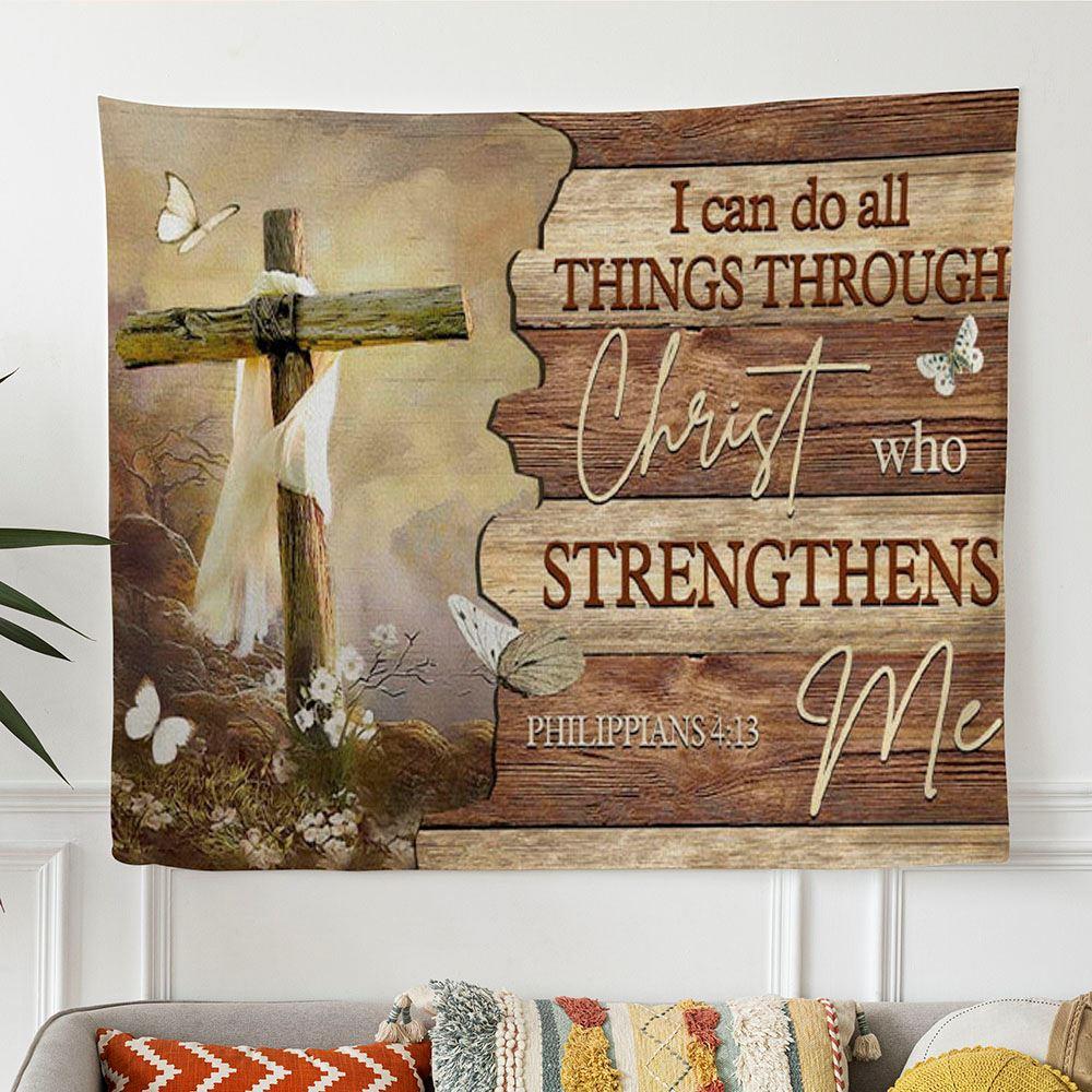 Christian Wall Art I Can Do All Things Through Christ Butterfly Cross Tapestry Print – Tapestries Gifts For Jesus Lovers Christian Wall Art I Can Do All Things Through Christ Butterfly Cross Tapestry Print – Tapestries Gifts For Jesus Lovers