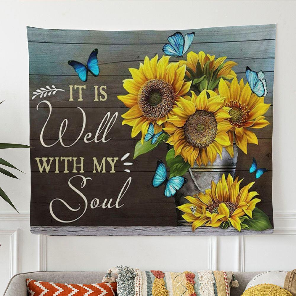 Christian Wall Art It Is Well With My Soul Butterfly Floral Tapestry Wall Art – Tapestries Gifts For Jesus Lovers Christian Wall Art It Is Well With My Soul Butterfly Floral Tapestry Wall Art – Tapestries Gifts For Jesus Lovers