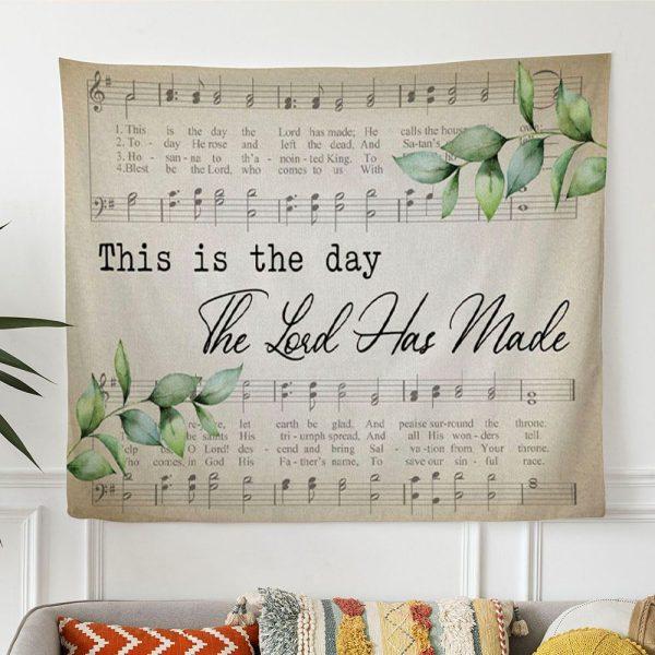 Christian Wall Art This Is The Day The Lord Has Made Sheet Music Tapestry Wall Art – Tapestries Gifts For Jesus Lovers