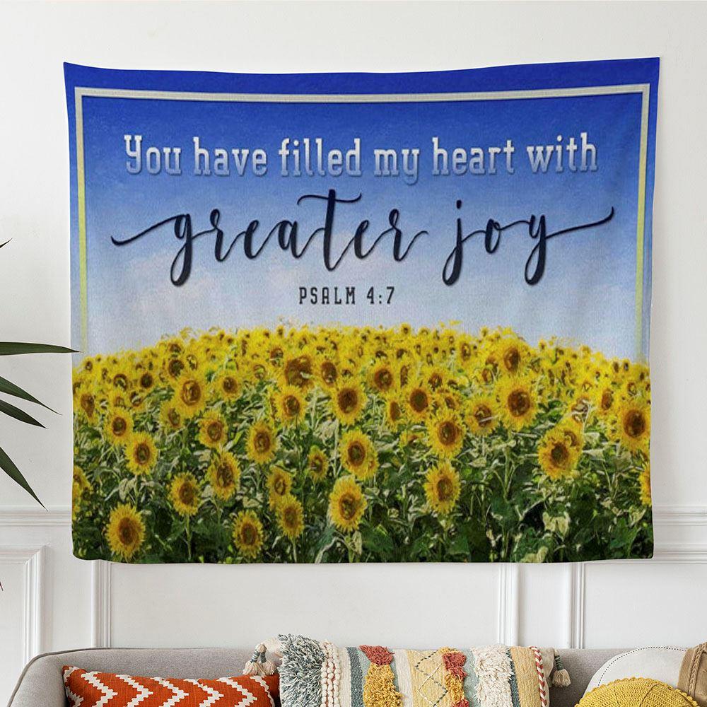 Christian Wall Art You Have Filled My Heart With Greater Joy Psalm 47 Tapestry Print – Tapestries Gifts For Jesus Lovers Christian Wall Art You Have Filled My Heart With Greater Joy Psalm 47 Tapestry Print – Tapestries Gifts For Jesus Lovers