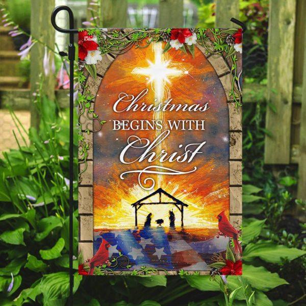 Christmas Begins With Christ Flag – Christmas Flag Outdoor Decoration