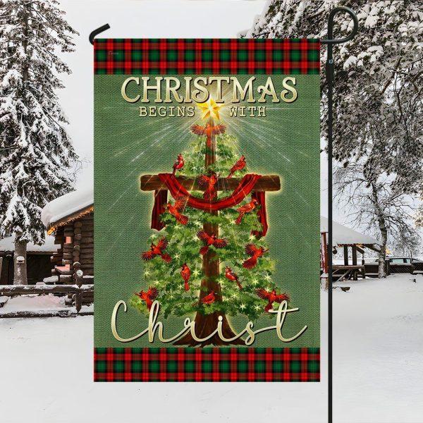 Christmas Begins With Christ Flag – Christmas Outdoor Decoration