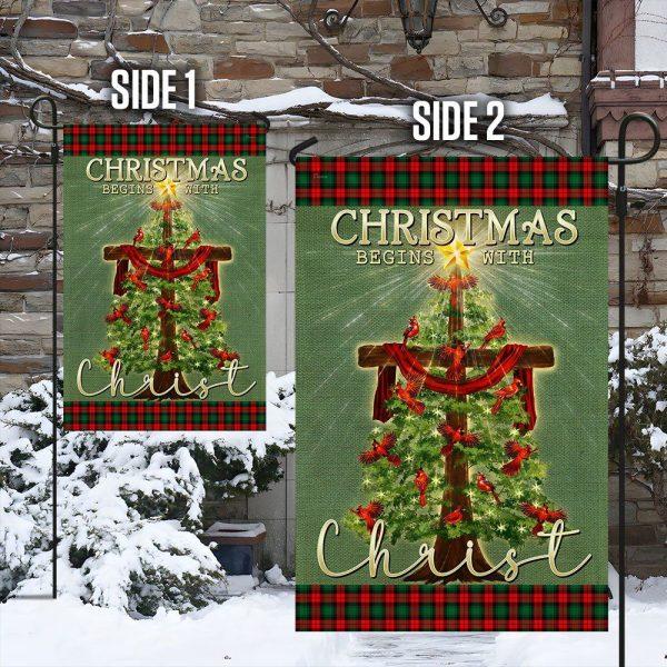 Christmas Begins With Christ Flag – Christmas Outdoor Decoration