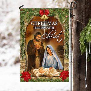 Christmas Begins With Christ Flag Nativity Of Jesus – Christmas Flag Outdoor Decoration