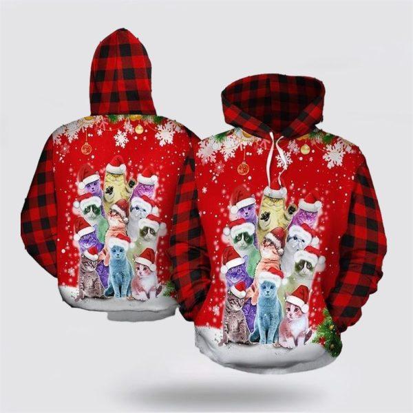 Christmas Cat 3D All Over Print Hoodie – Cat Lover Christmas Hoodie