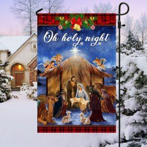 Christmas Flag Nativity Scene Oh Holy Night Jesus Was Born 3
