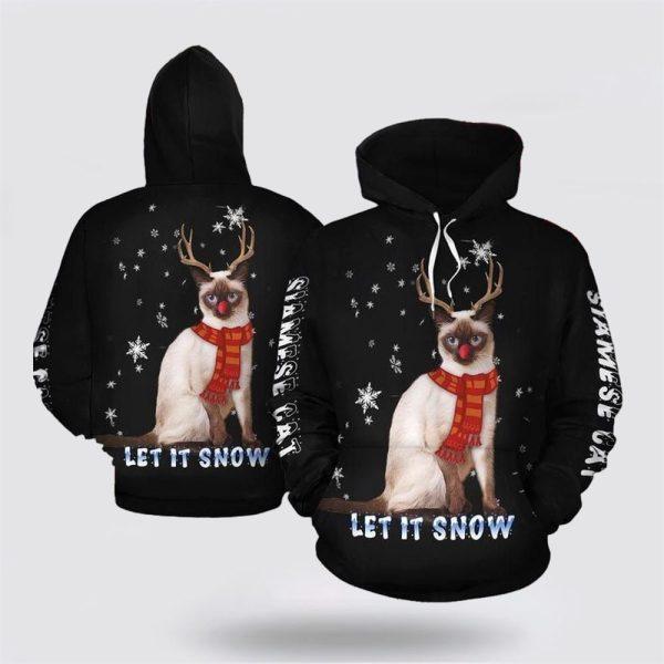 Christmas Siamese Cat Black Funny 3D All Over Print Hoodie – Cat Lover Christmas Hoodie