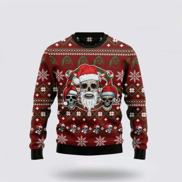 CityBarks Ugly Sweater Santa Skull Design – Christmas Gifts For Frends