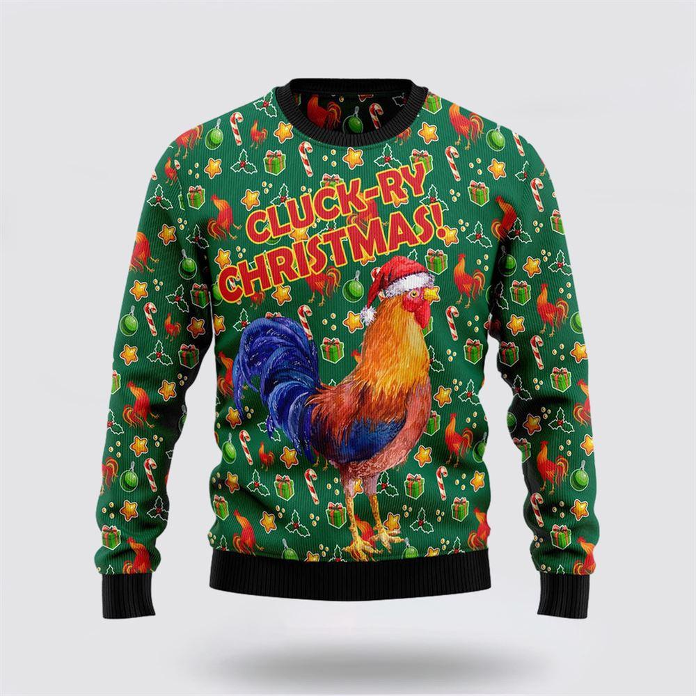 Cluck-ry Christmas Funny Ugly Christmas Sweater – Sweater Gifts For Pet Lover
