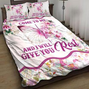 Come to Me, Faith, and I Will Give You Rest Christian Quilt Bedding Set – Christian Gift For Believers