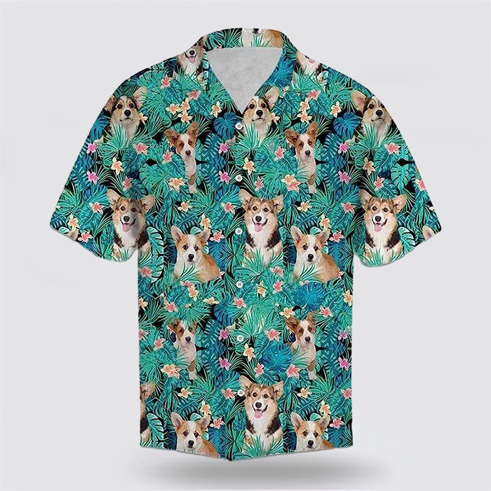 Corgi Dog On The Green Tropic Background Hawaiin Shirt – Gift For Pet Lover Corgi Dog On The Green Tropic Background Hawaiin Shirt – Gift For Pet Lover