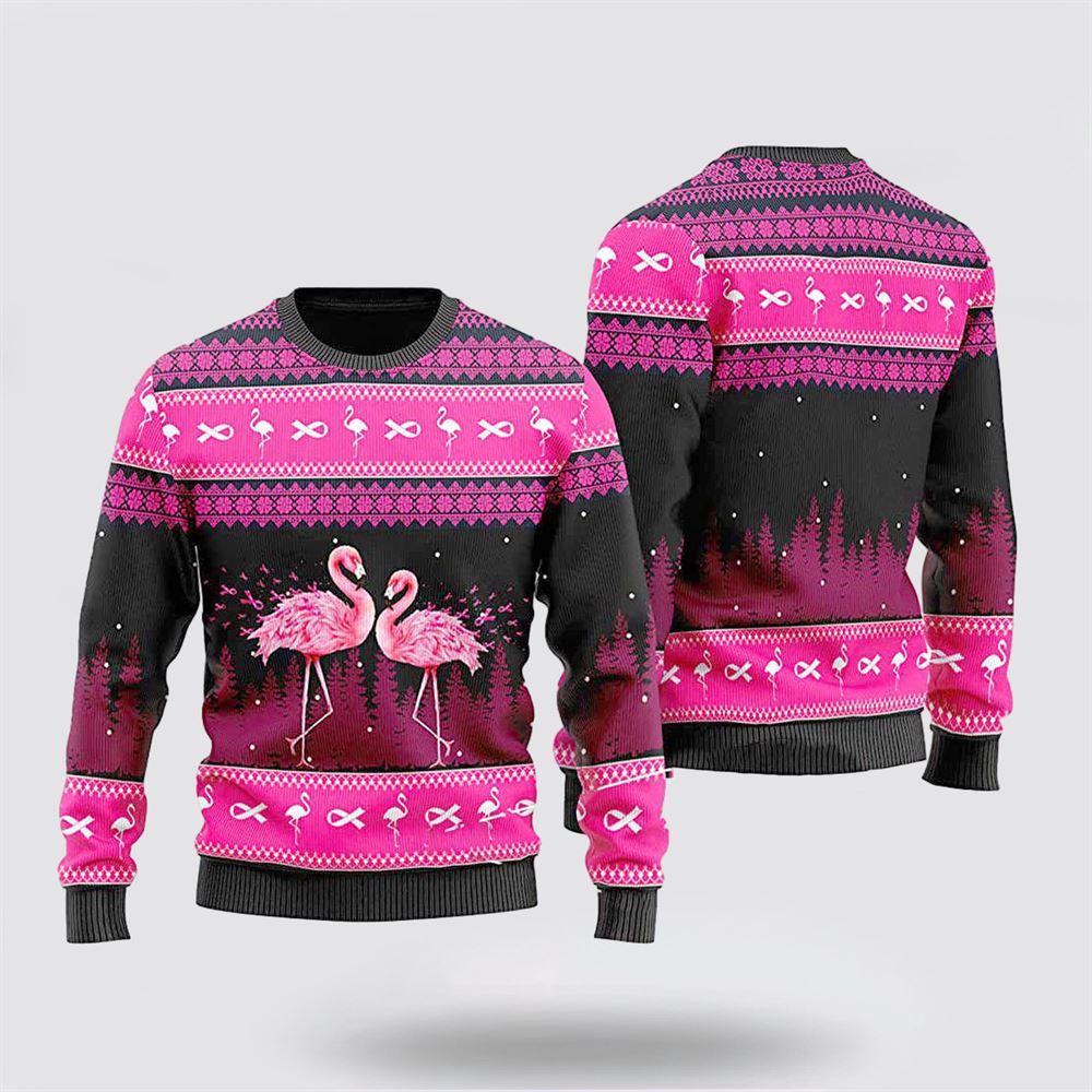Couple Flamingo Breast Cancer Ugly Christmas Sweater – Christmas Gifts For Frends Couple Flamingo Breast Cancer Ugly Christmas Sweater – Christmas Gifts For Frends