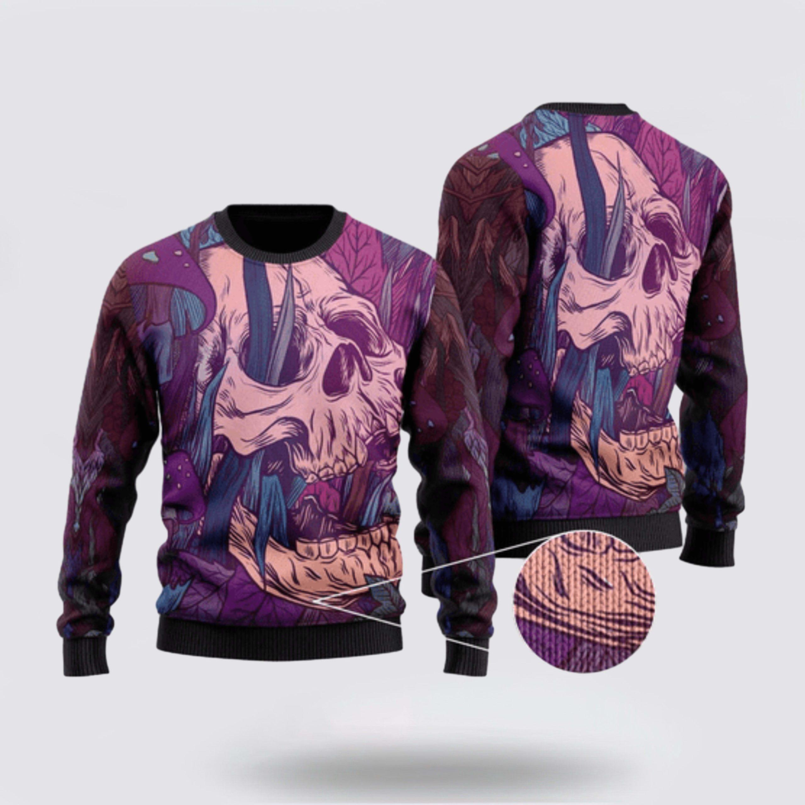 Cozy Skull Wool Christmas Ugly Sweater – Christmas Gifts For Frends