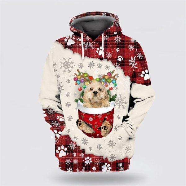 Cream American Cocker Spaniel In Snow Pocket Merry Christmas All Over Print 3D Hoodie – Dog Lover Christmas Hoodie