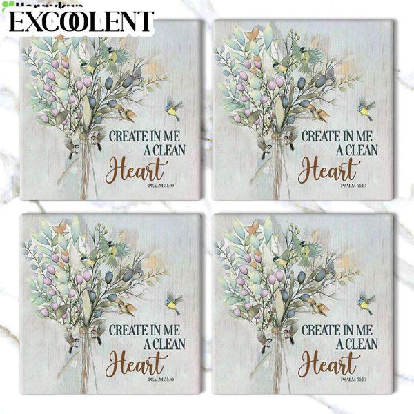 Create In Me A Clean Heart Psalm 5110 Scripture Stone Coasters – Coasters Gifts For Christian