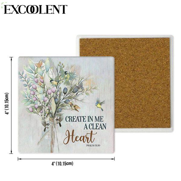 Create In Me A Clean Heart Psalm 5110 Scripture Stone Coasters – Coasters Gifts For Christian