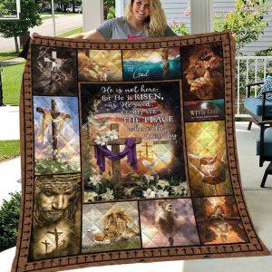 Cross,Dove,Lion And Flag With God Christian Quilt Blanket – Gifts For Christians