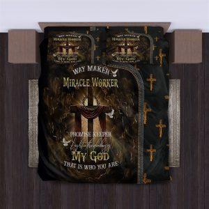 Cross Way Maker Miracle Worker My God That Is Who You Are Christian Quilt Bedding Set Christian Gift For Believers 3 d43ky5.jpg