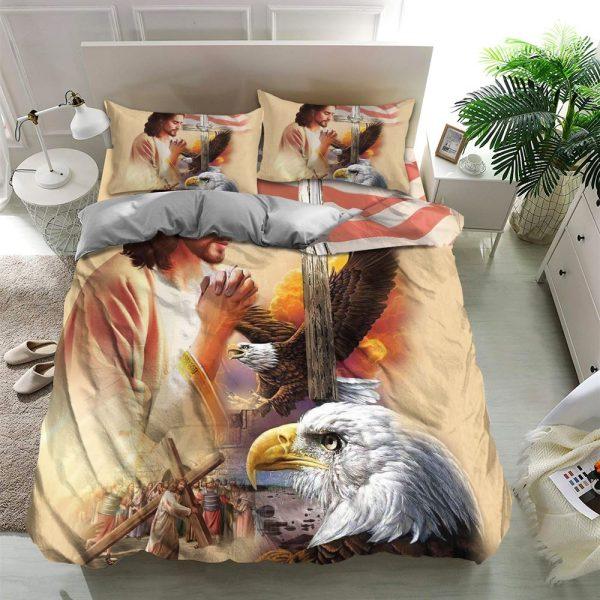 Cross and Eagle Christian Quilt Bedding Set – Christian Gift For Believers