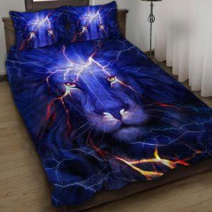 Cross and Lion Jesus Quilt Bedding Set – Christian Gift For Believers