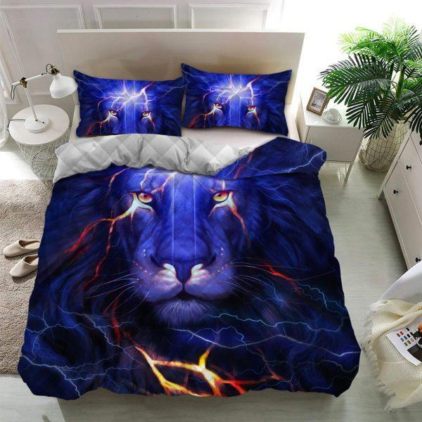 Cross and Lion Jesus Quilt Bedding Set – Christian Gift For Believers