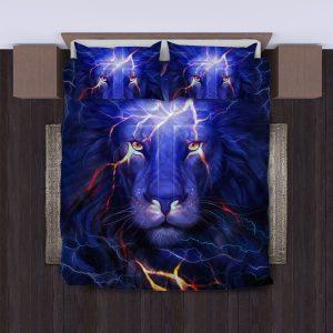 Cross and Lion Jesus Quilt Bedding Set Christian Gift For Believers 3 b4inw5.jpg