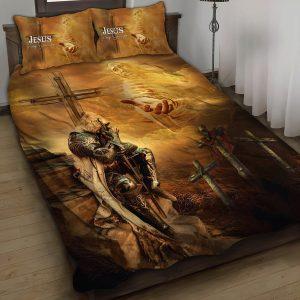 Cross and Warrior Jesus Is My Savior Bedding Set – Christian Gift For Believers
