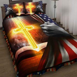 Cross in the Flag US Christian Quilt Bedding Set Christian Gift For Believers 1 o1jdpv.jpg