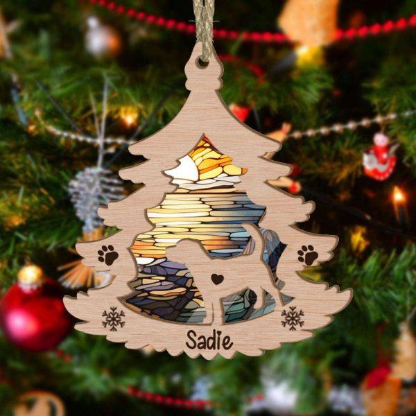 Custom Beagle Pine Tree Christmas Suncatcher Ornament – Christmas Ornaments Personalized Gift For Dog Lover