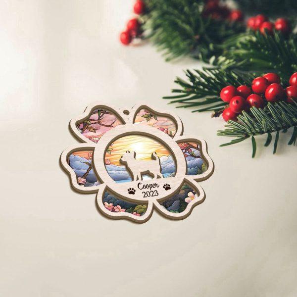 Custom Chihuahua (Short Hair) Flower Christmas Suncatcher Ornament – Christmas Ornaments Personalized Gift For Dog Lover