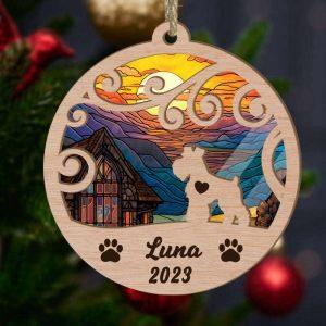 Custom Christmas Suncatcher Ornament Miniature Schnauzer – Christmas Ornaments Personalized Gift For Dog Lover