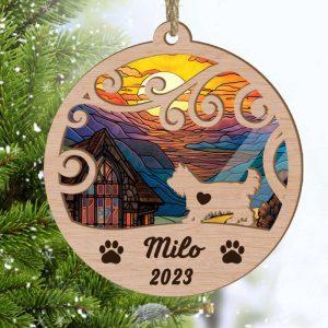 Custom Christmas Suncatcher Ornament Yorkshire Terrier – Christmas Ornaments Personalized Gift For Dog Lover