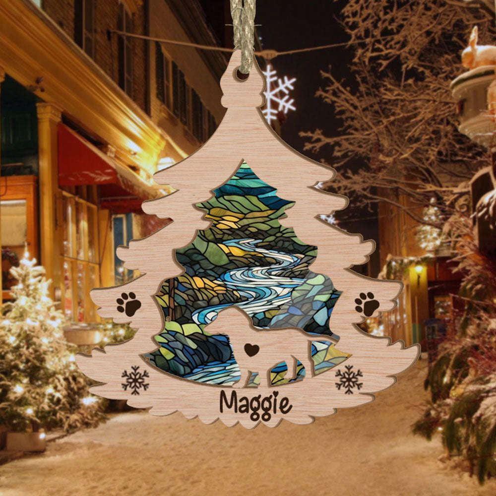 Custom Dachshund(Short Hair) Pine Tree Christmas Suncatcher Ornament – Custom Christmas Ornaments Gift For Dog Lover