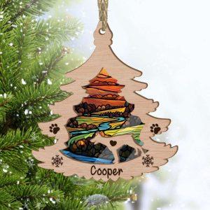 Custom Doberman Pinscher Pine Tree Christmas Suncatcher Ornament 1