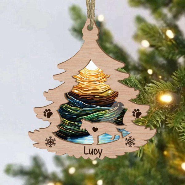 Custom German Shepherd Pine Tree Christmas Suncatcher Ornament – Custom Christmas Ornaments Gift For Dog Lover
