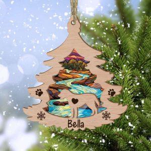Custom Labrador Retriever Pine Tree Christmas Suncatcher Ornament 1