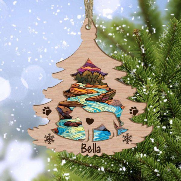 Custom Labrador Retriever Pine Tree Christmas Suncatcher Ornament – Custom Christmas Ornaments Gift For Dog Lover