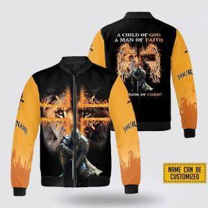 Custom Name A Child Of God A Man Of Faith A Warrior Of Christ Bomber Jacket Gifts For Jesus Lovers 1 swmvcj.jpg