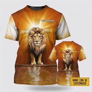 Custom Name Cool Lion With Light Cross…