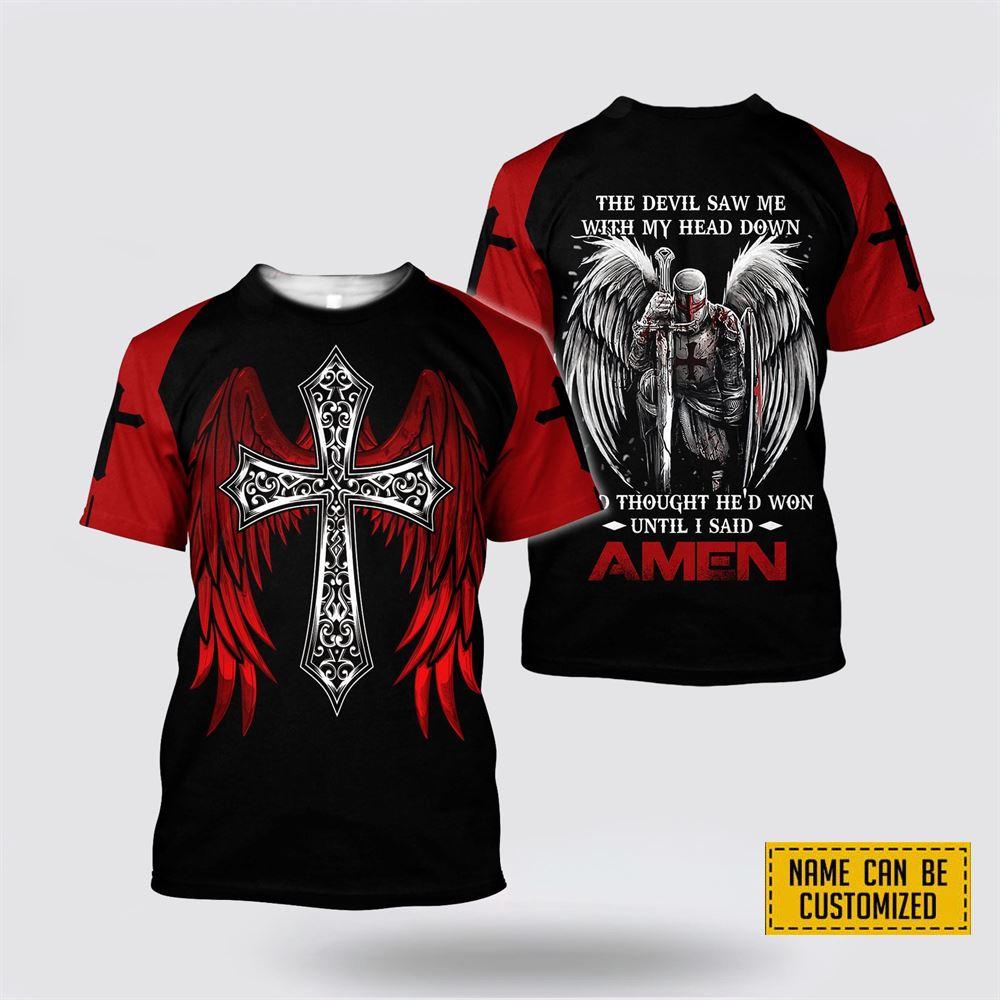 Custom Name Cross With Wing Jesus All Over Print 3D T Shirt – Gifts For Christians