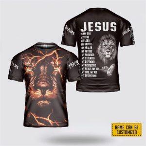 Custom Name Custom Name Lion Jesus All…