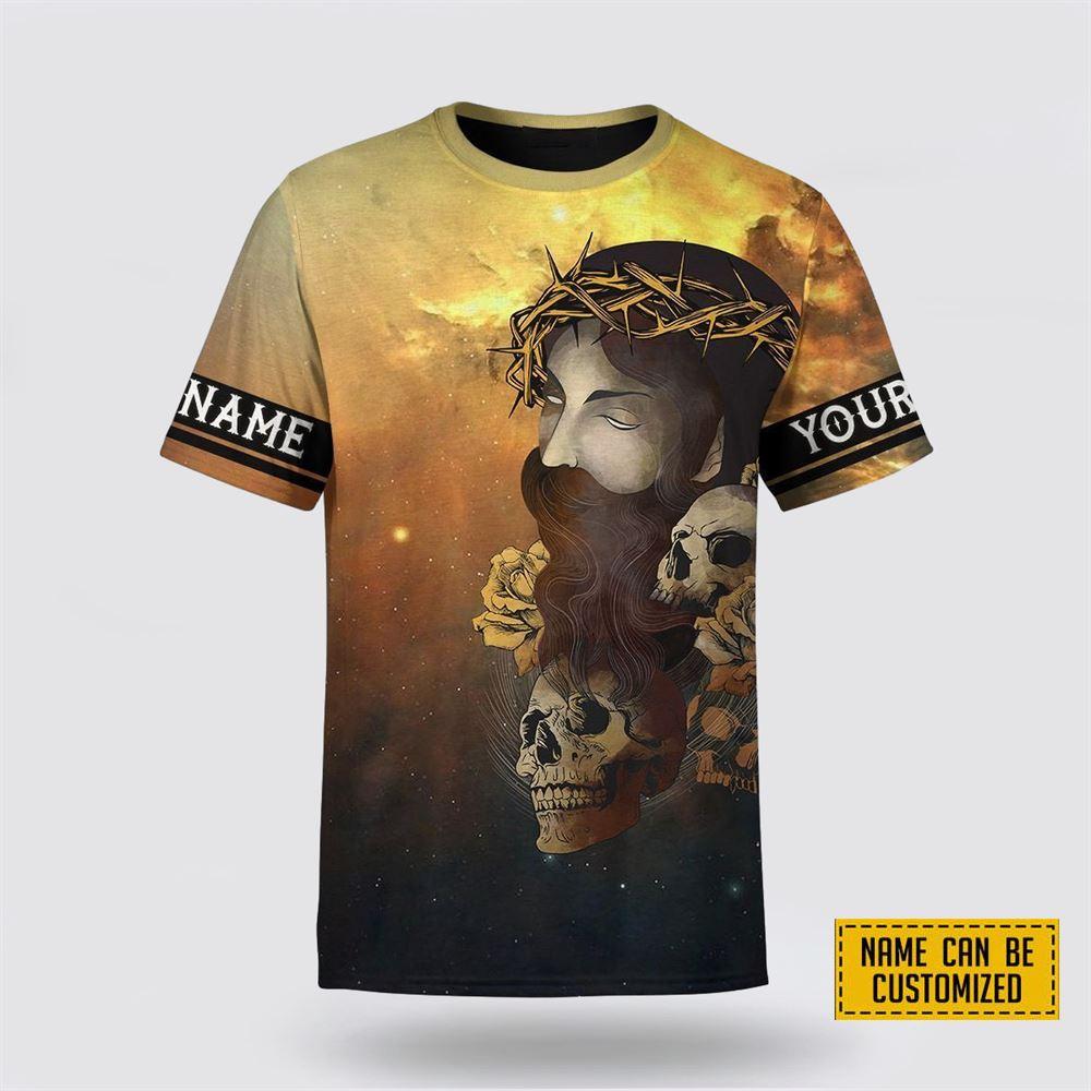 Custom Name Faith Over Fear Jesus Skull All Over Print 3D T Shirt – Gifts For Christians Custom Name Faith Over Fear Jesus Skull All Over Print 3D T Shirt – Gifts For Christians