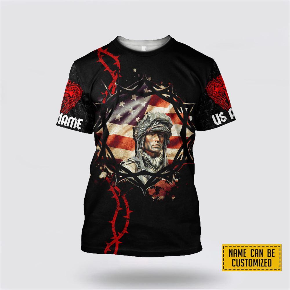 Custom Name God Bless US Army Independence Day All Over Print 3D T Shirt – Gifts For Christians